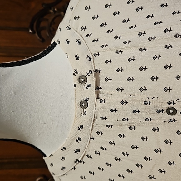 Free People | Cream Colored Tunic with Ancient Runes Pattern - Picture 5 of 9